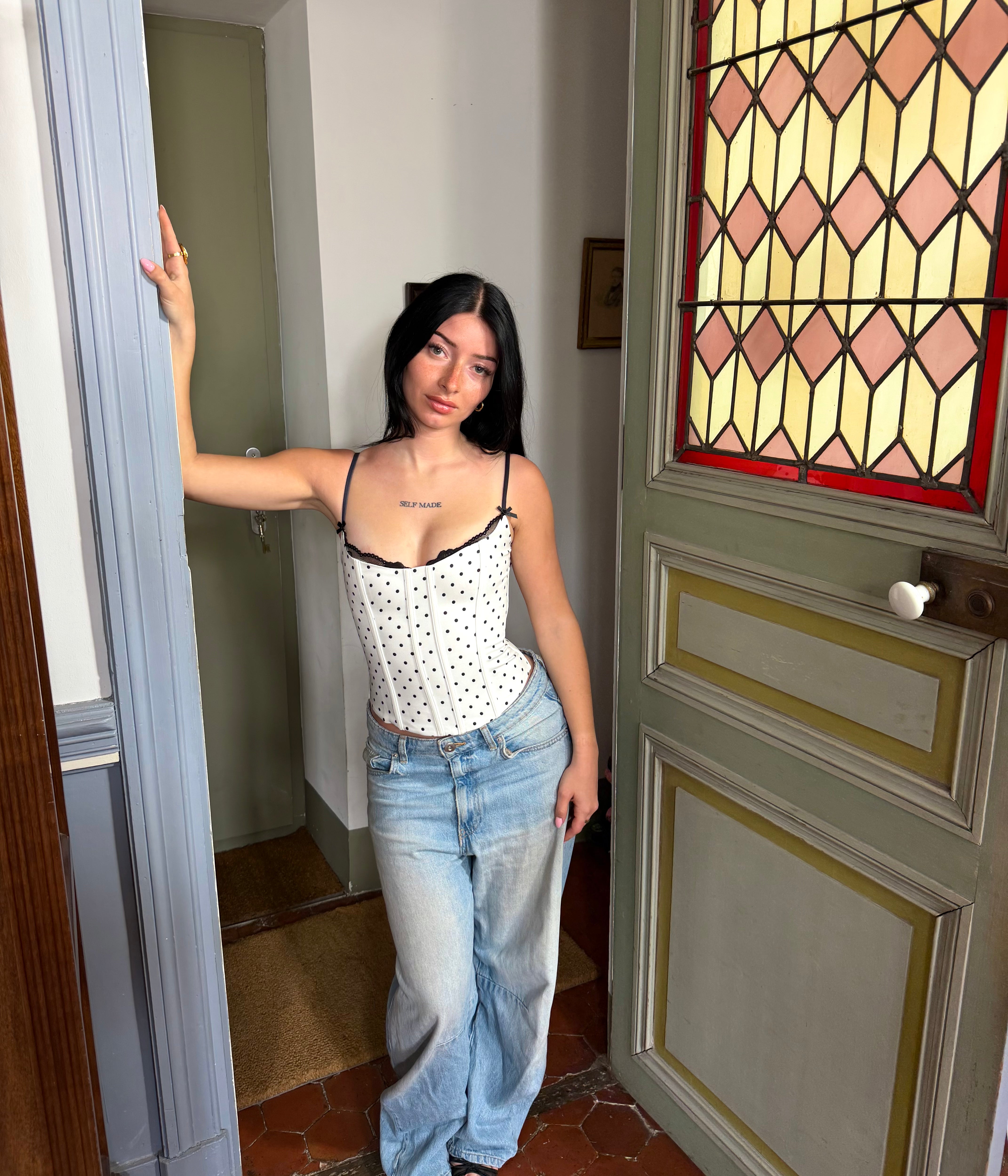CORSET À POIS ARMELLE - BLANC
