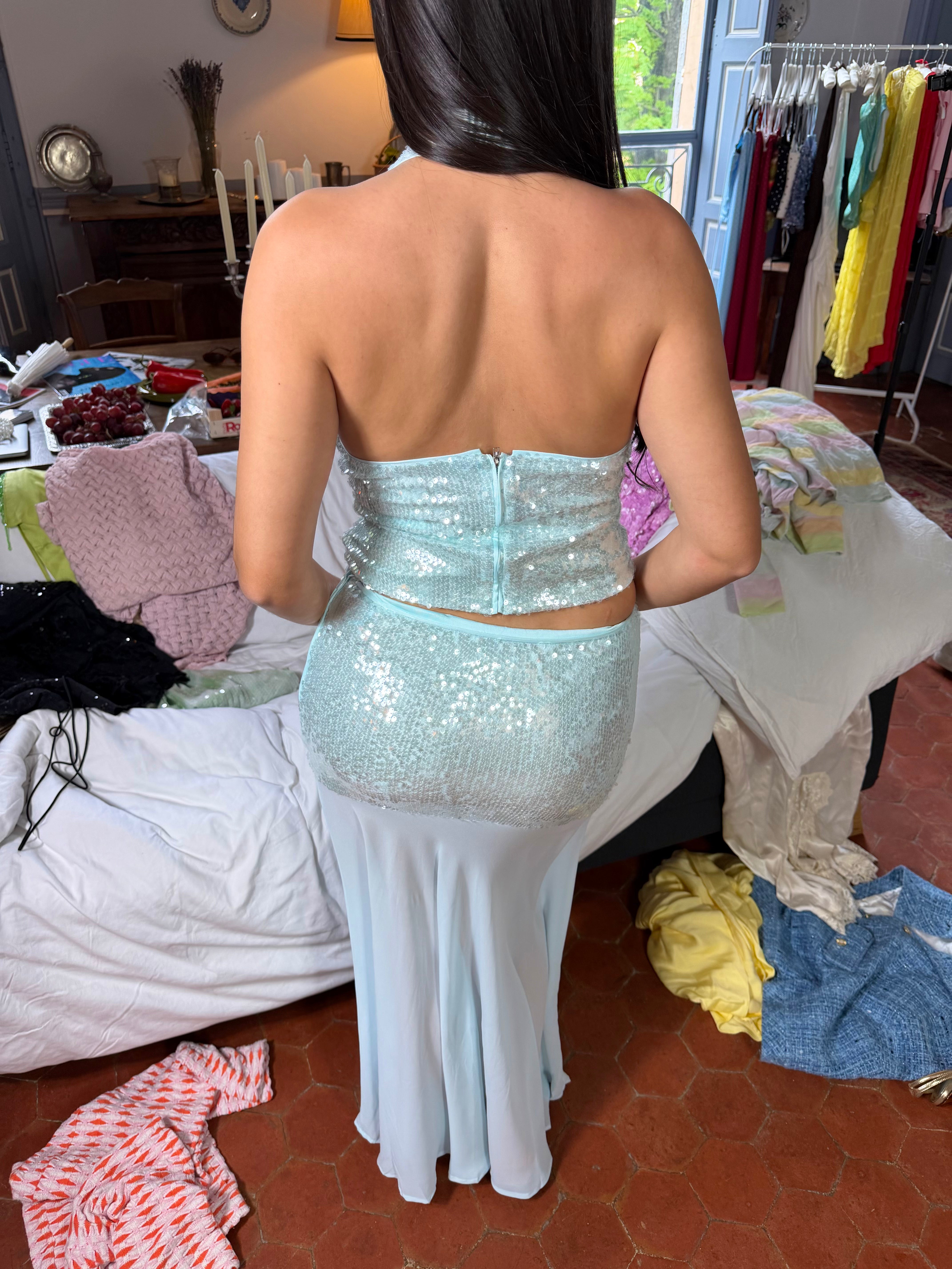TOP À PAILLETTES DELILAH - BLEU