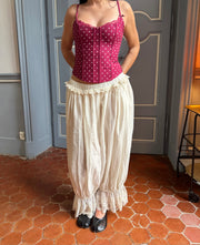 PANTALON À VOLANTS APOLLINE - BLANC