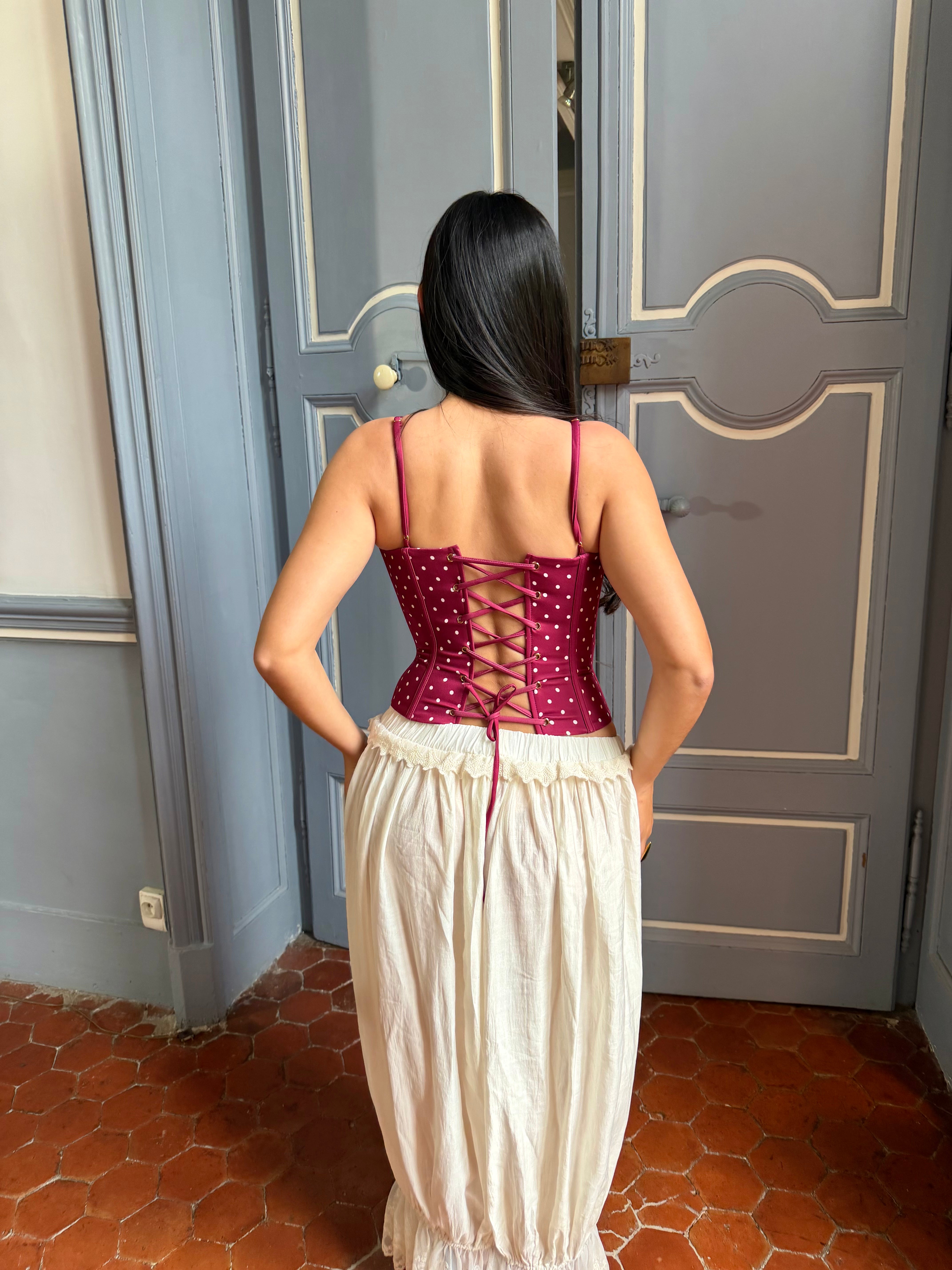 CORSET À POIS ARMELLE - ROUGE