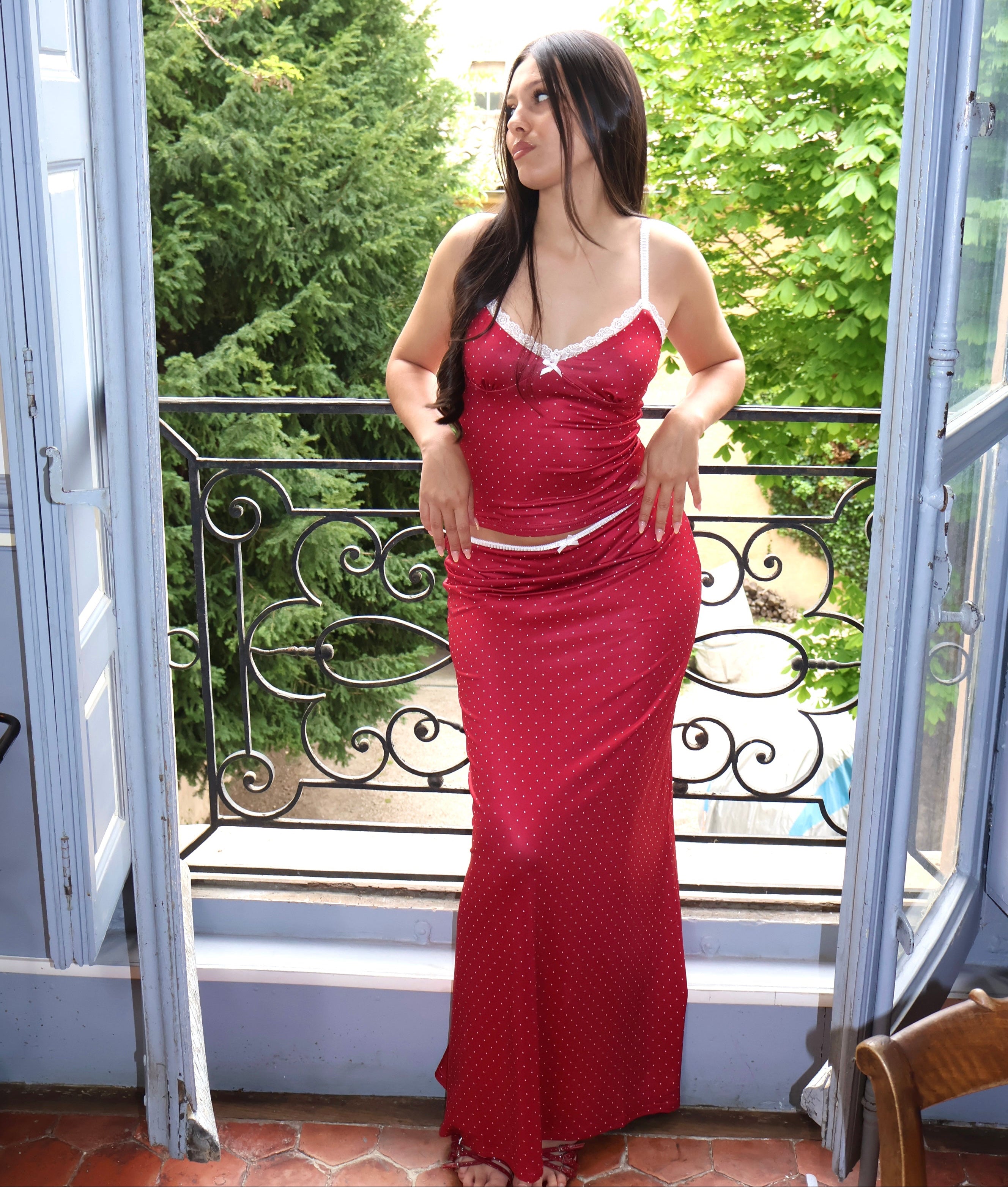 JUPE À POIS CHARLOTTE - ROUGE