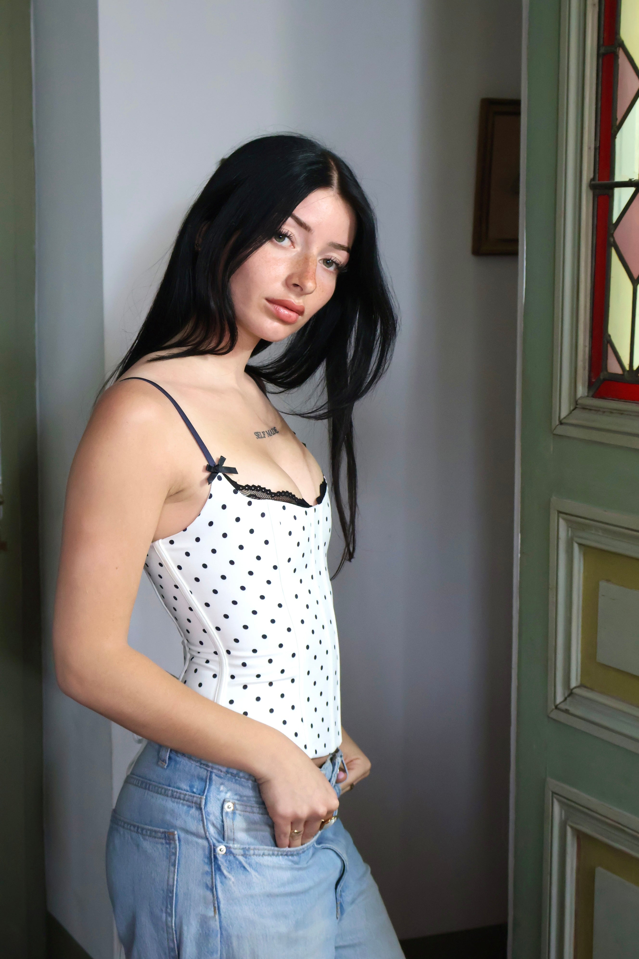 CORSET À POIS ARMELLE - BLANC