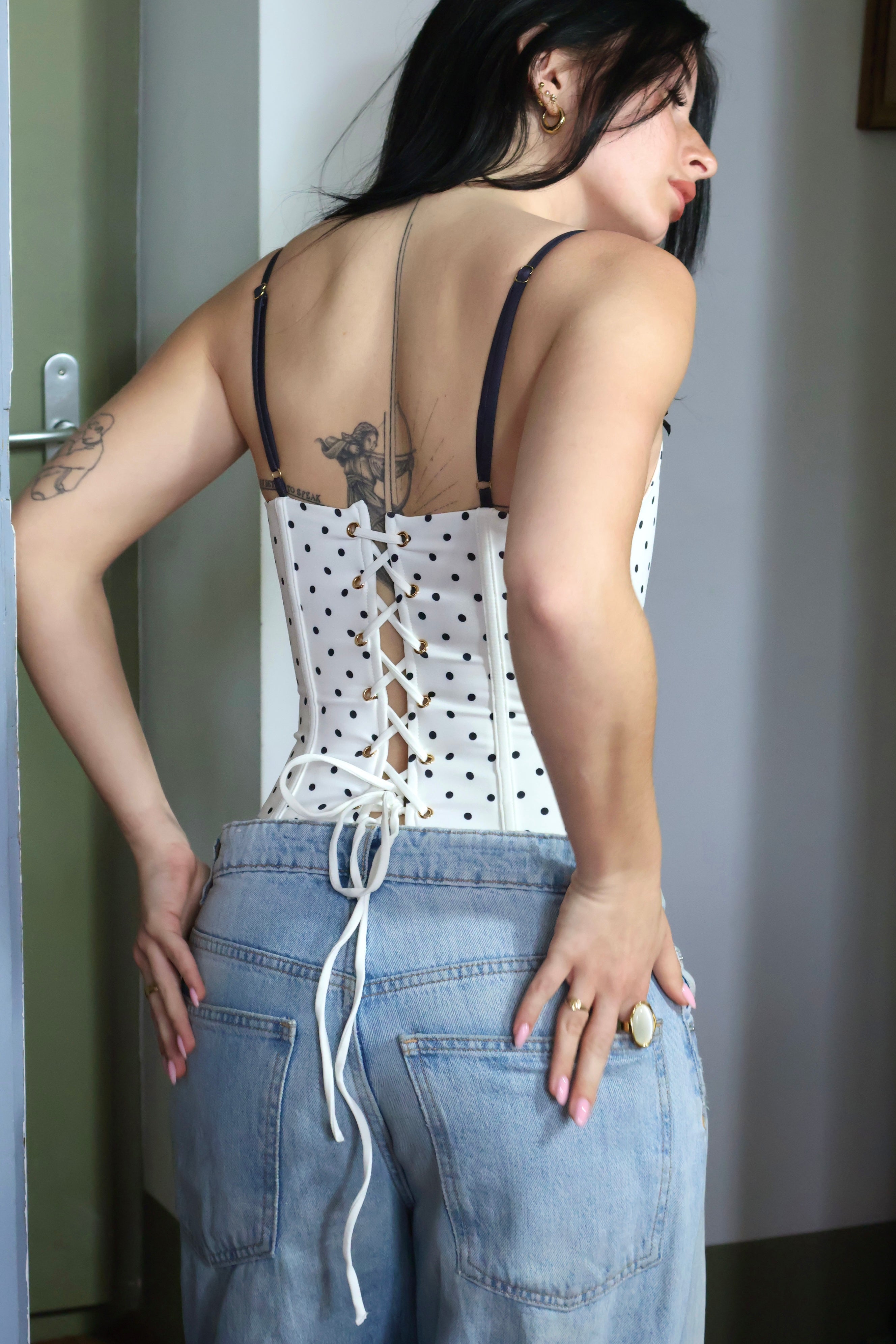 CORSET À POIS ARMELLE - BLANC