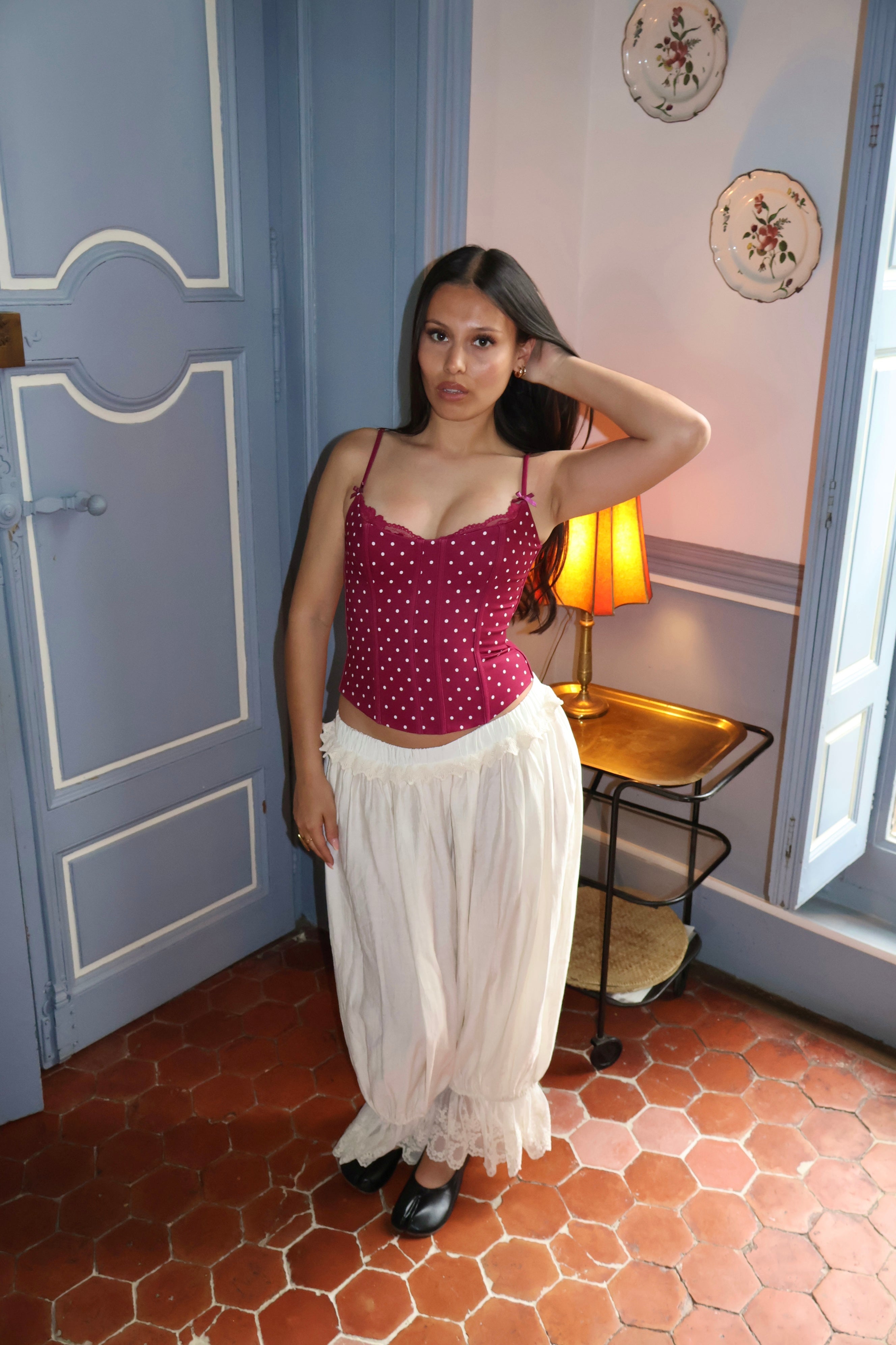 CORSET À POIS ARMELLE - ROUGE